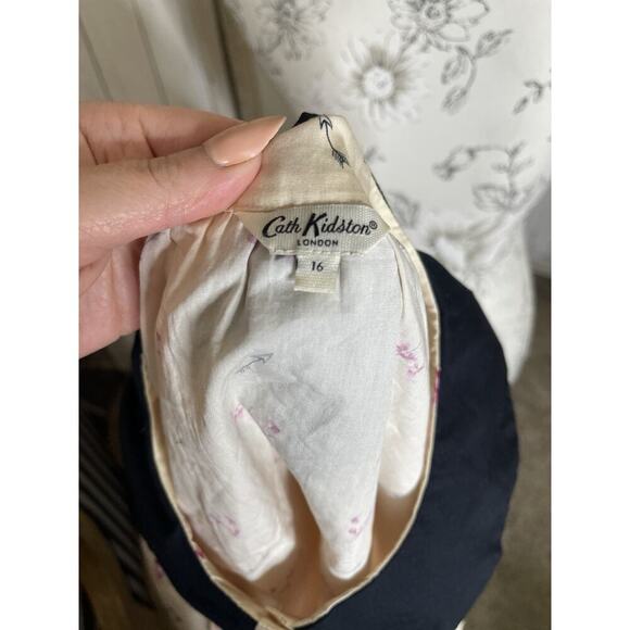 CATH KIDSTON Shirt Size UK 16 Beige Bows Chunky Collar Coquette - Picture 5 of 9